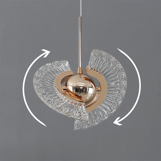 Modern Crystal Led Pendant Light In Gold For Living Room