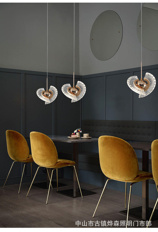 Modern Crystal Led Pendant Light In Gold For Living Room