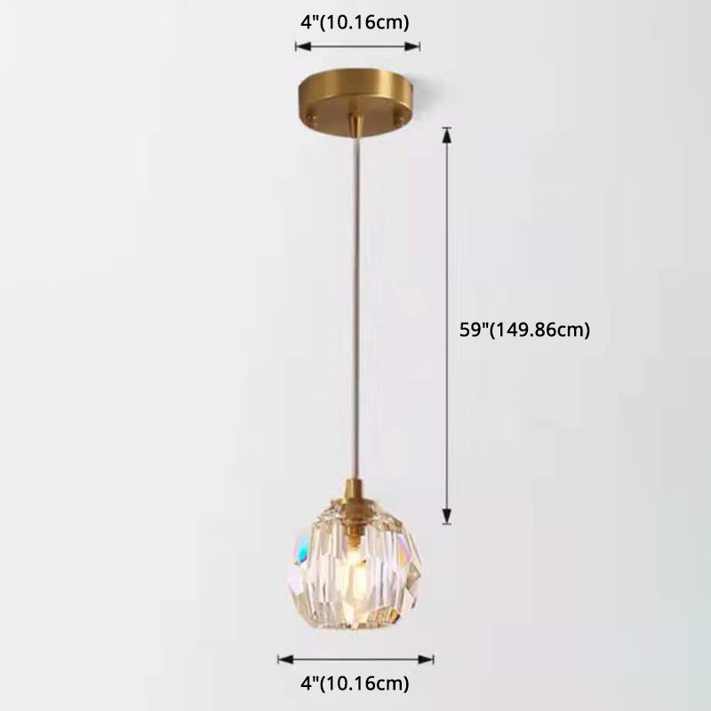 Contemporary Crystal Pendant Light With Gold Dome Suspension