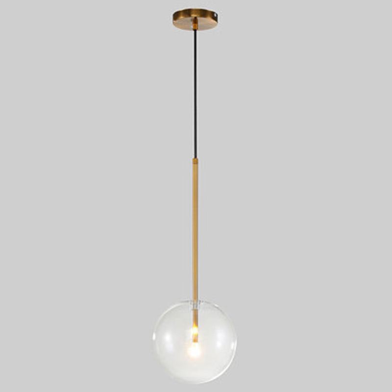 Minimalist Gold Globe Glass Pendant Light Fixture / 8