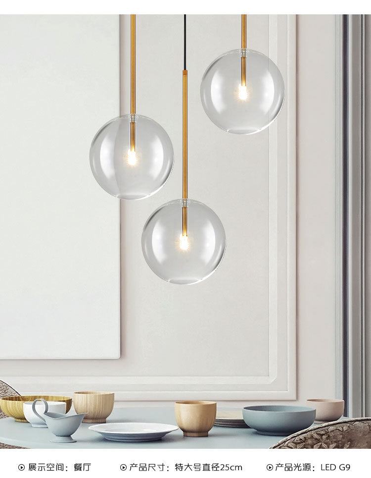 Minimalist Gold Globe Glass Pendant Light Fixture