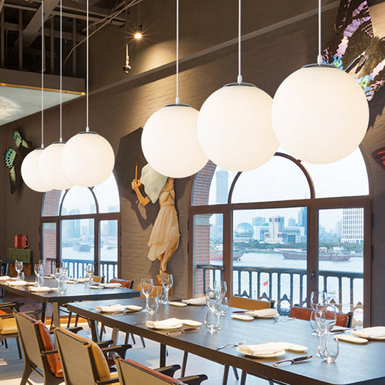 Modern Glass Pendant Lighting Fixture - White Hanging Light For Globe Clothes Shop