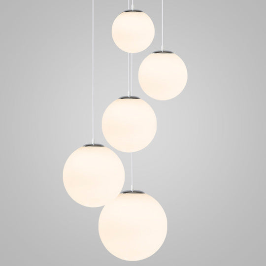 Modern Glass Pendant Lighting Fixture - White Hanging Light For Globe Clothes Shop