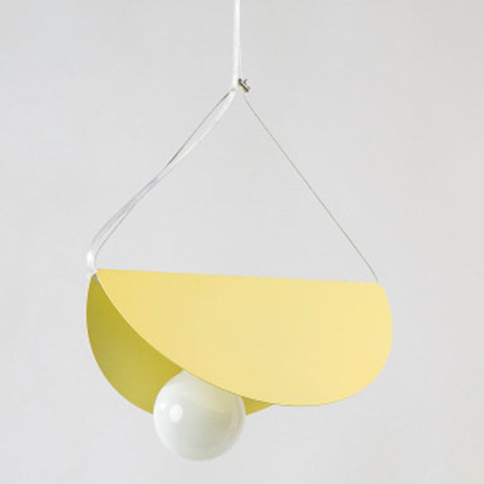 Sleek Metal Pendant Ceiling Light- Simplicity & Style In Living Room Lighting Yellow