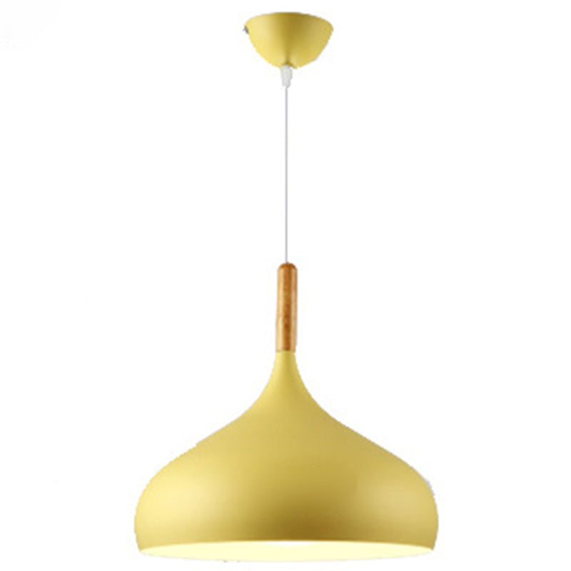 Contemporary Metal Restaurant Pendant Light - Dome Down Lighting Yellow