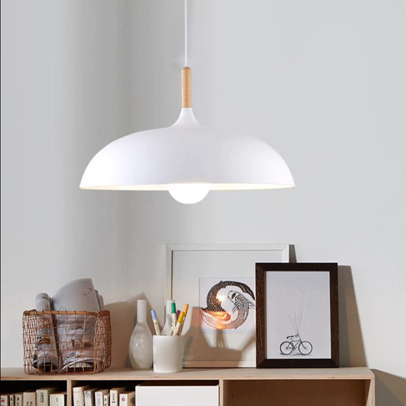 Minimalist Metal Down Lighting Pendant For Bedroom - Circle Fixture