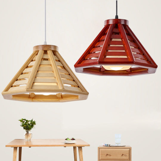 Contemporary Wood Shade Pendant Light - Modern Hanging Fixture