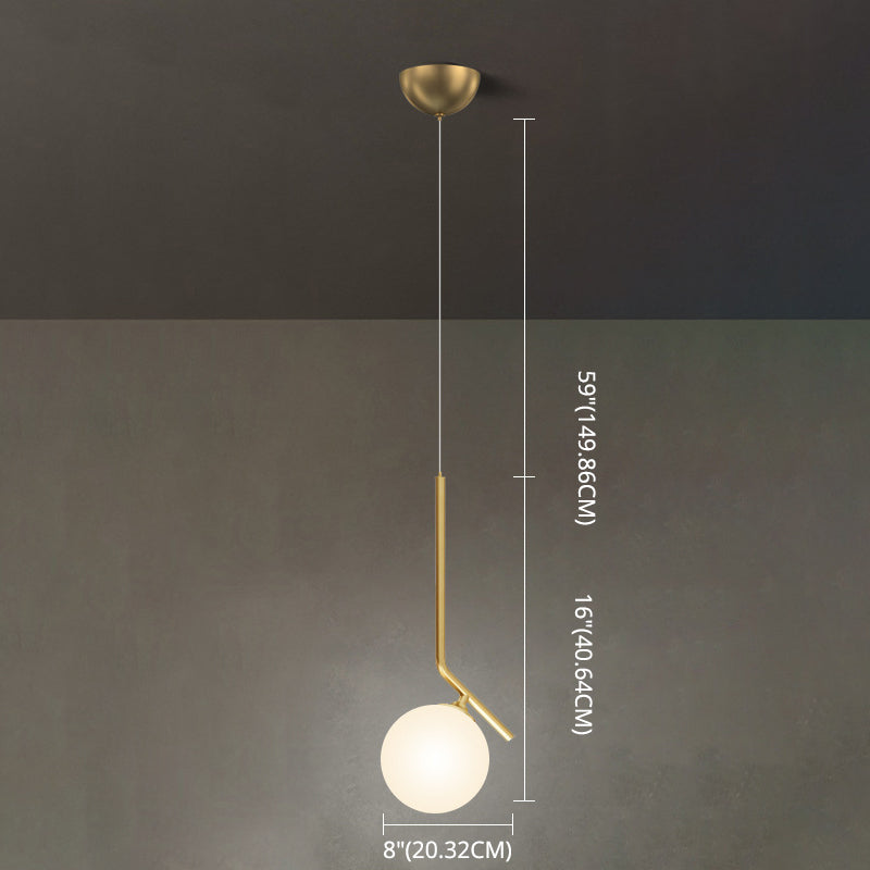 Mid-Century Opal Frosted Glass Globe Pendant Light Elegant 1-Light Hanging Lamp