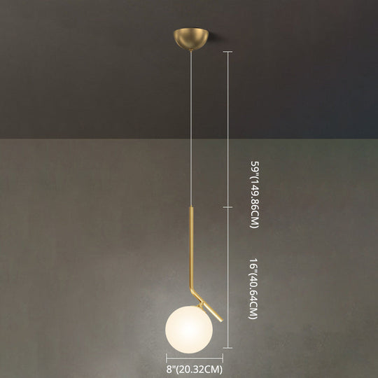 Mid-Century Opal Frosted Glass Globe Pendant Light Elegant 1-Light Hanging Lamp