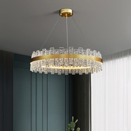 Gold Metal Crystal Led Pendant Chandelier - Stunning Art Deco Lighting For Living Room