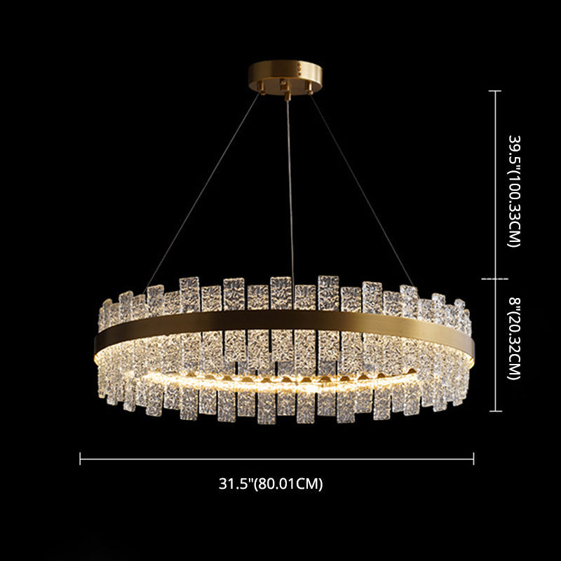 Gold Metal Crystal Led Pendant Chandelier - Stunning Art Deco Lighting For Living Room