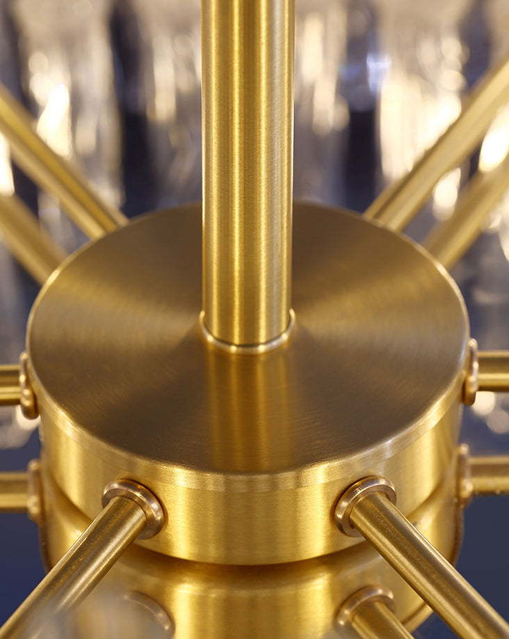 Modern Gold Metal Round Crystal Pendant Light For Living Room