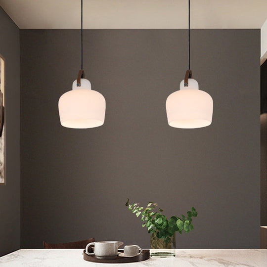 Modern Minimalist White Glass Pendant Lamp - 1 Light Hanging For Living Room