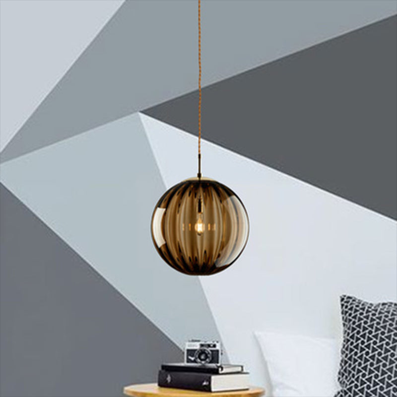 Sleek Ribbed Pendant Light: Modern Designer Hanging Lamp For Bedroom With 1 Light