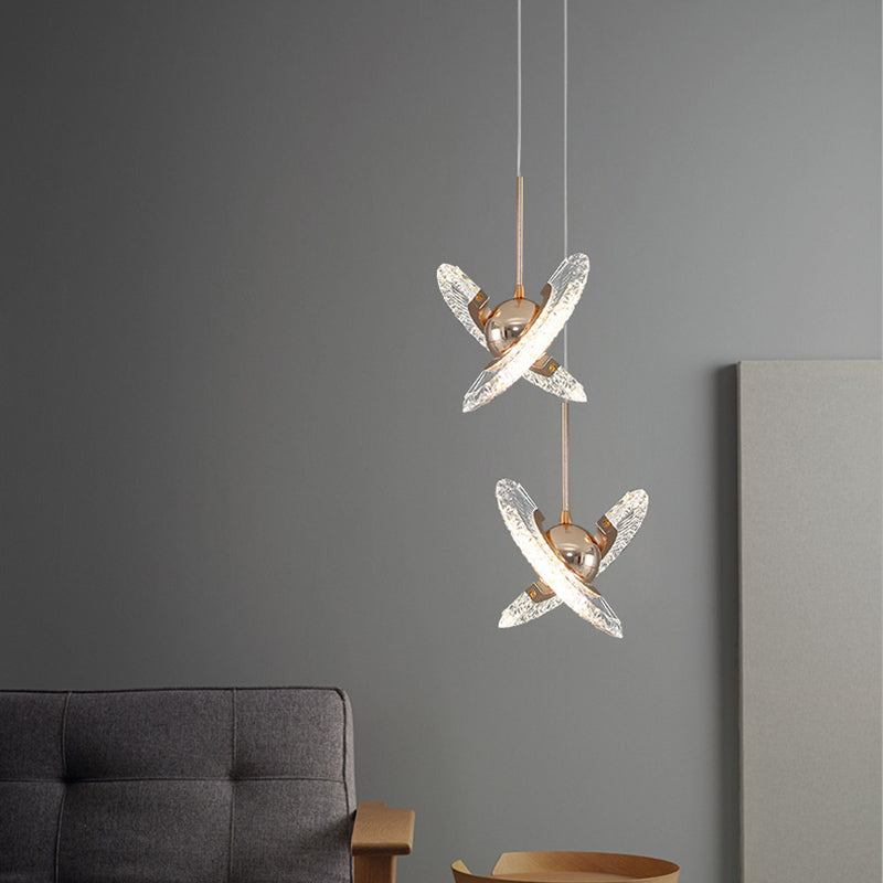 Modern Minimalist Gold Pendant Lamp With Crystal Accent - Small Round Design For Living Room