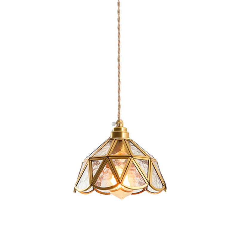 Tiffany-Style Glass Pendant Lamp With Icy Clear Shade For Bedroom
