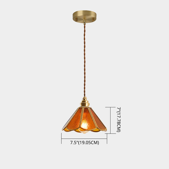 Tiffany-Style Glass Pendant Lamp With Icy Clear Shade For Bedroom