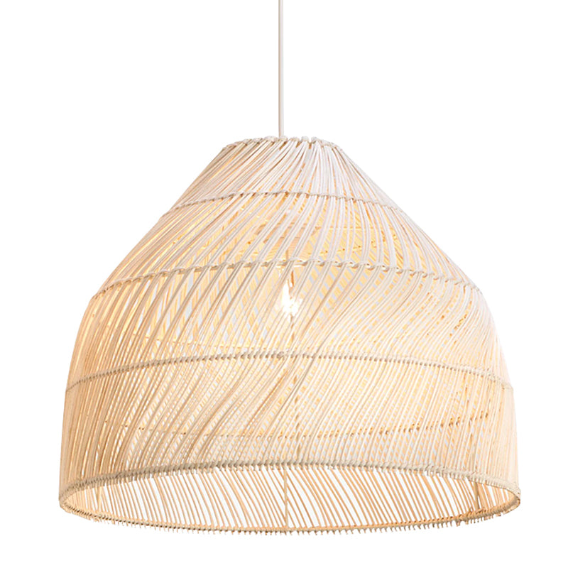 Asian Style Rattan Pendant Light With Hanging Wire - Bell Shape Lighting Fixture (39) Bedroom Décor