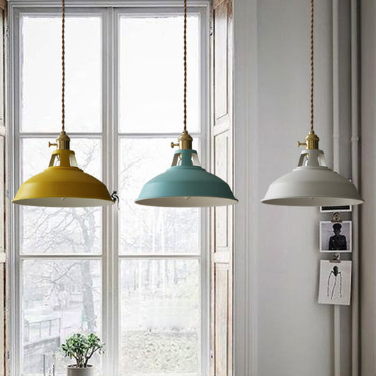 Nordic Style Hanging Lamp With Metal Shade And Colorful Macaron Finish For Kitchen Barn