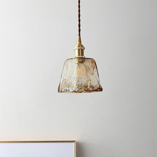 Modern Glass Hanging Light With Adjustable Wire - Brass Lamp Holder Bedside Lighting Gold /