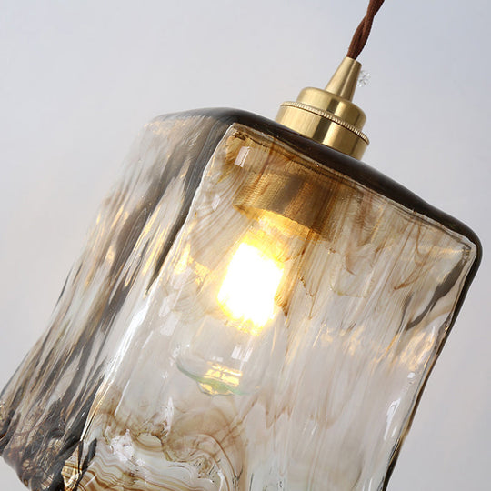 Modern Glass Hanging Light With Adjustable Wire - Brass Lamp Holder Bedside Lighting