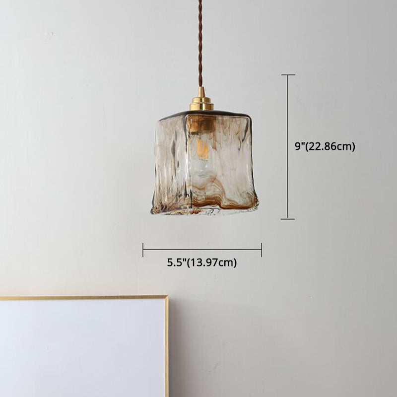 Modern Glass Hanging Light With Adjustable Wire - Brass Lamp Holder Bedside Lighting