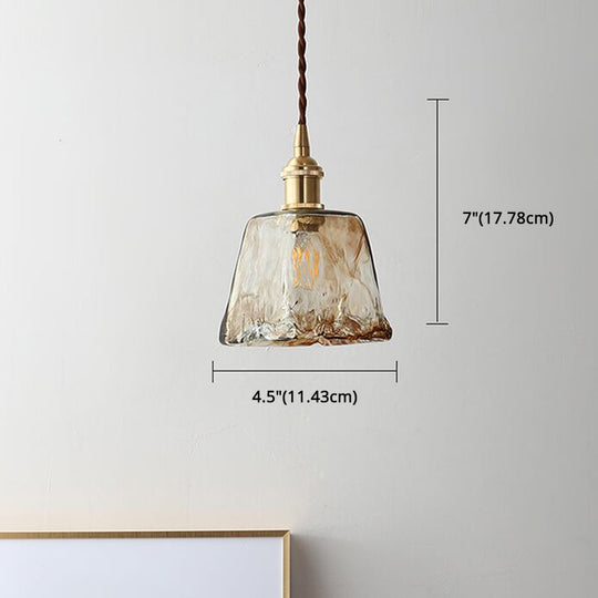 Modern Glass Hanging Light With Adjustable Wire - Brass Lamp Holder Bedside Lighting
