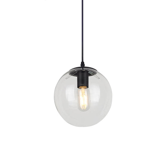 Nordic Industrial Glass Pendant Light - 1-Light Globe Style For Restaurants Clear / 8