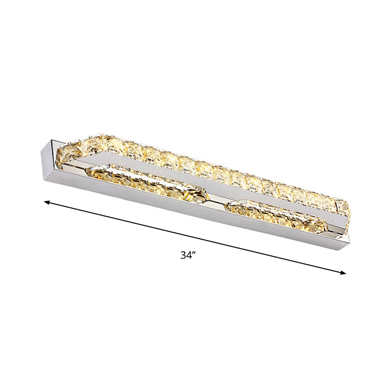 Contemporary Led Bathroom Vanity Wall Light With Clear/Champagne Crystal - 16/22 Width Warm/White