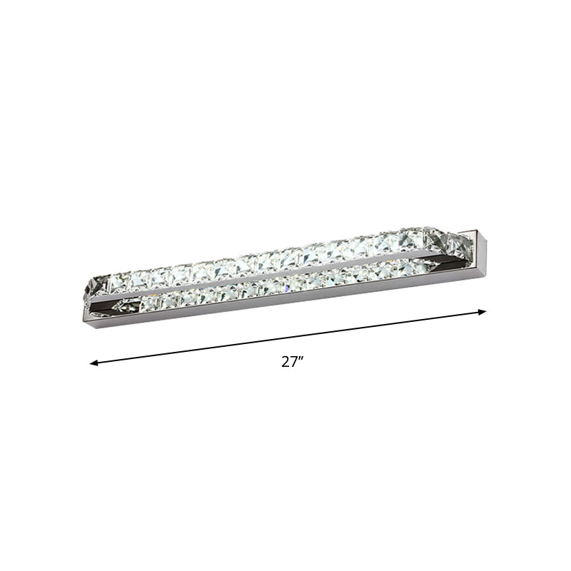 Contemporary Led Bathroom Vanity Wall Light With Clear/Champagne Crystal - 16/22 Width Warm/White