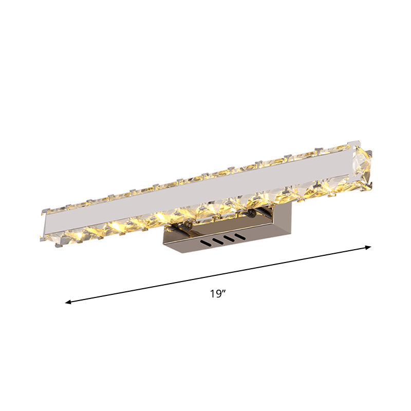Modern Led Crystal Vanity Mirror Light Sconce - 11.5/16.5 Wide Rectangle White Wall Lighting For