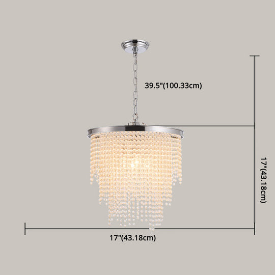 Modern Luxurious Crystal Round Pendant Lamp - 4-Light Cascading Design Ideal For Small Living Rooms