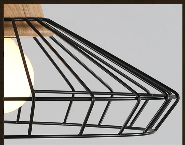 Restaurant Wire Cage Pendant Light: Black Metal Industrial Retro Hanging Lamp
