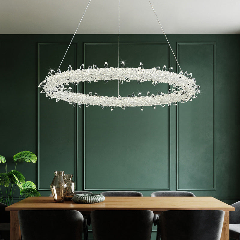 Modern Minimalist Led Pendant Lamp With Clear Crystal - Ideal For Living Room