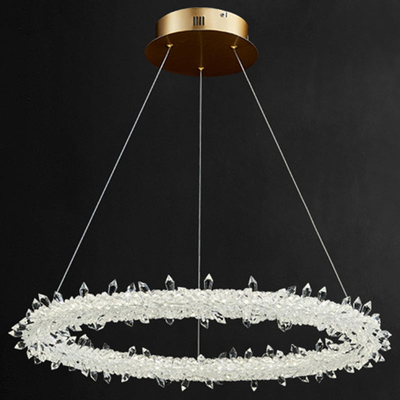 Modern Minimalist Led Pendant Lamp With Clear Crystal - Ideal For Living Room