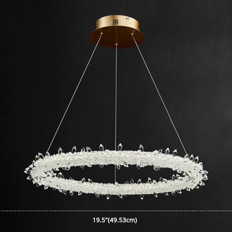 Modern Minimalist Led Pendant Lamp With Clear Crystal - Ideal For Living Room