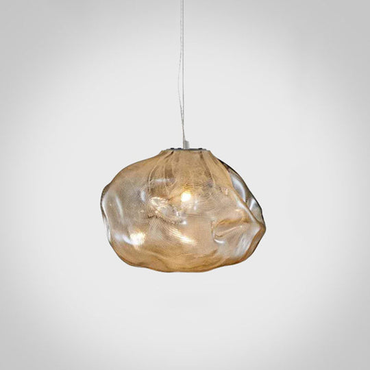 Modern Lattice Glass Ceiling Hanging Light Fixture For Restaurants - 1 Bun Amber / 12