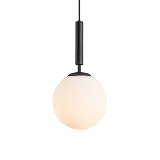 Mid-Century Modern White Glass Sphere Pendant Lighting - Ideal For Restaurants