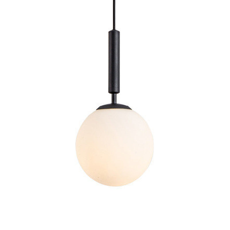 Mid-Century Modern White Glass Sphere Pendant Lighting - Ideal For Restaurants Black / 8