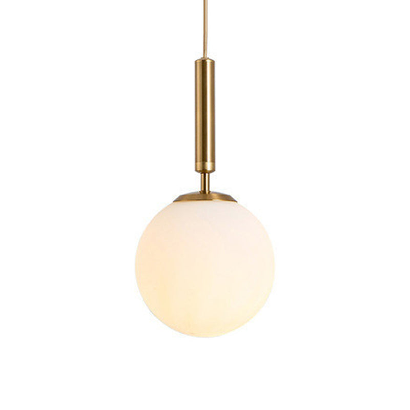 Mid-Century Modern White Glass Sphere Pendant Lighting - Ideal For Restaurants Bronze / 8
