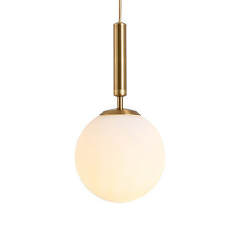 Mid-Century Modern White Glass Sphere Pendant Lighting - Ideal For Restaurants