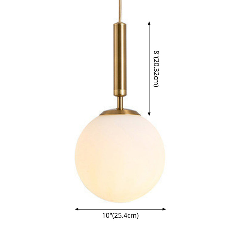 Mid-Century Modern White Glass Sphere Pendant Lighting - Ideal For Restaurants
