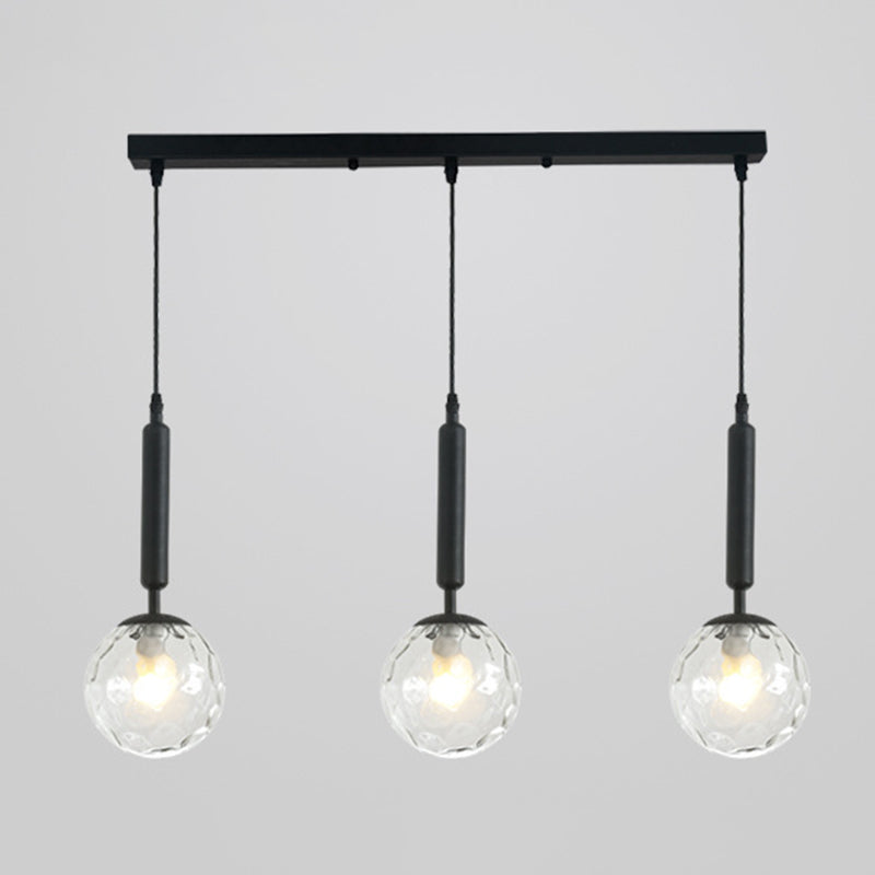 Sleek 3-Light Glass Pendant: Modern Creative Multi-Light Fixture For Clothing Stores Black / Clear