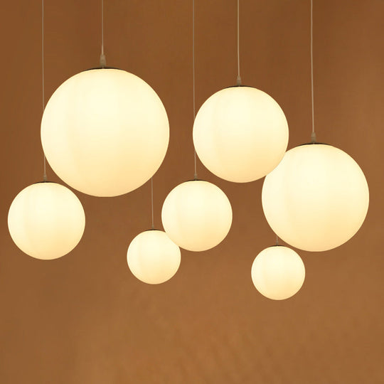 Modern Simple White Glass Round Ceiling Light For Restaurants - 1 Fixture