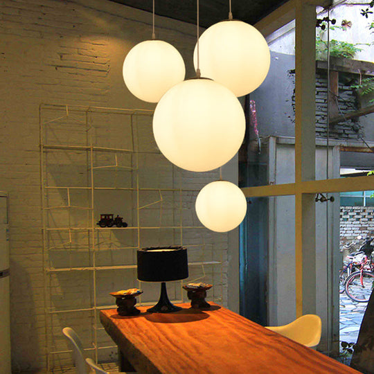 Modern Simple White Glass Round Ceiling Light For Restaurants - 1 Fixture