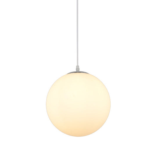 Modern Simple White Glass Round Ceiling Light For Restaurants - 1 Fixture / 10