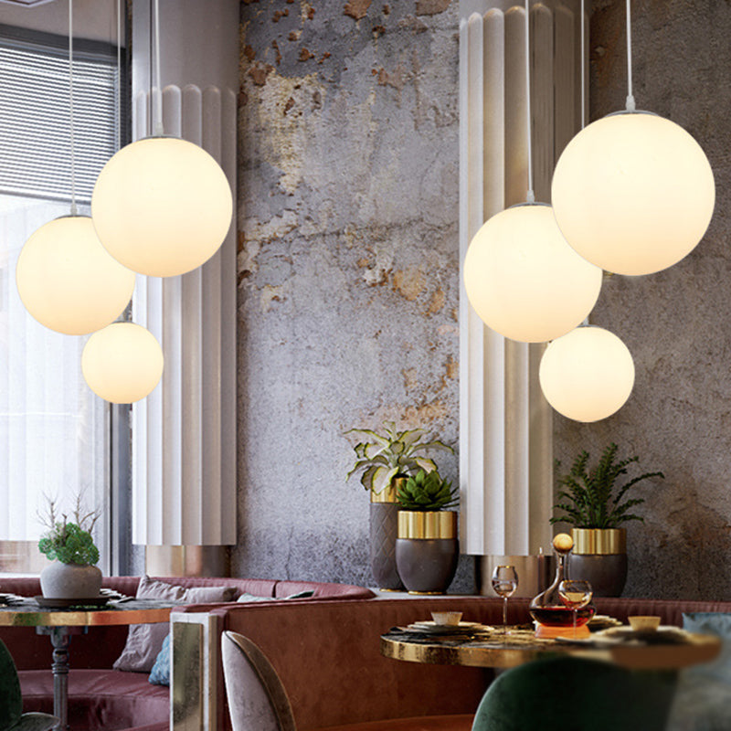 Modern Simple White Glass Round Ceiling Light For Restaurants - 1 Fixture