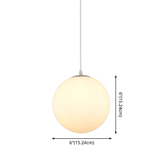 Modern Simple White Glass Round Ceiling Light For Restaurants - 1 Fixture