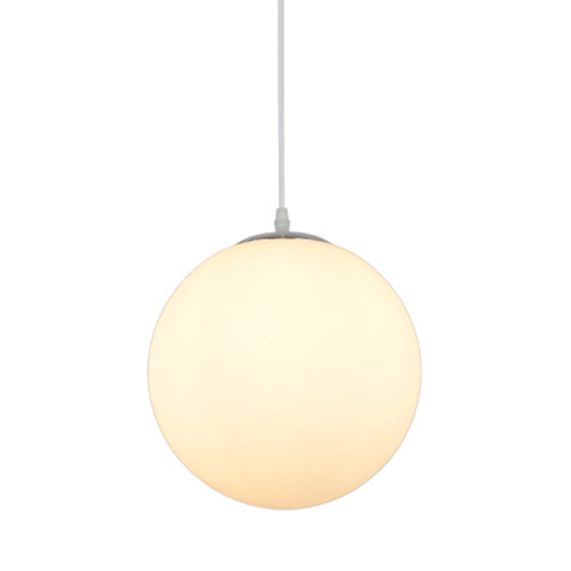 Modern Simple White Glass Round Ceiling Light For Restaurants - 1 Fixture / 16