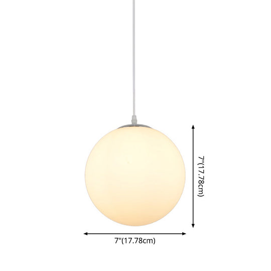Modern Simple White Glass Round Ceiling Light For Restaurants - 1 Fixture